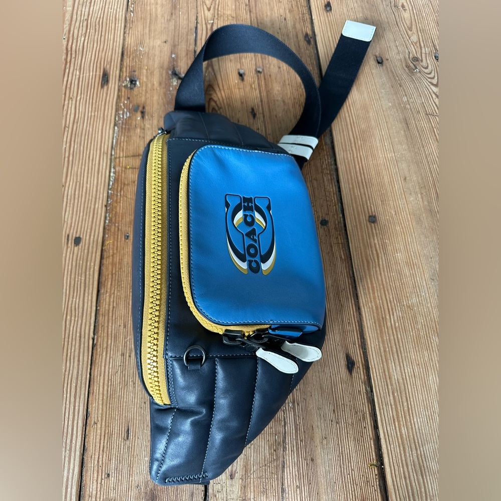 Coach Men's Blue and Yellow Belt Bag - Picture 3 of 4